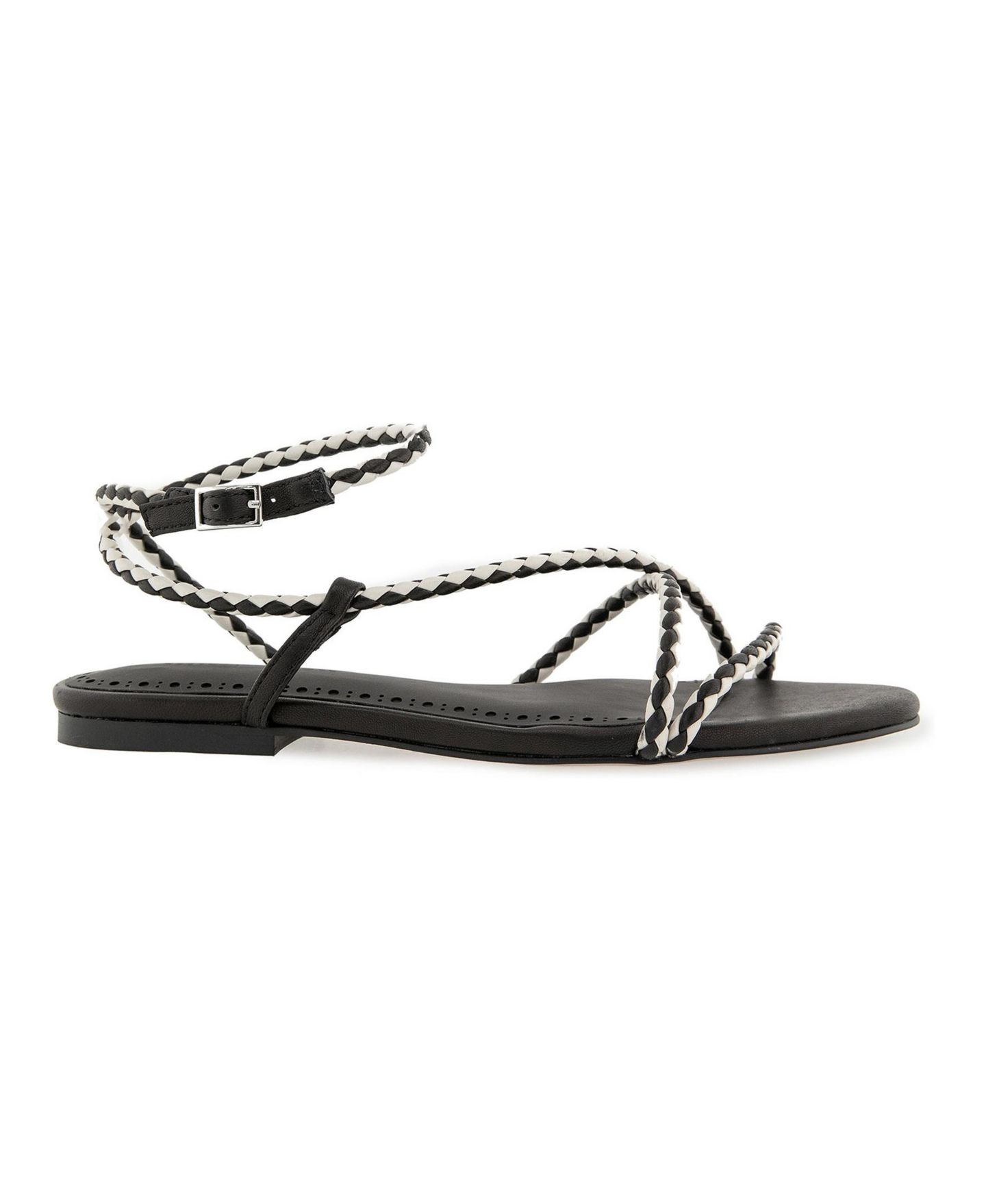 Женские сандалии Rebecca Minkoff Ayla Falt, цвет: Чёрный / Молочный белый — фото 2