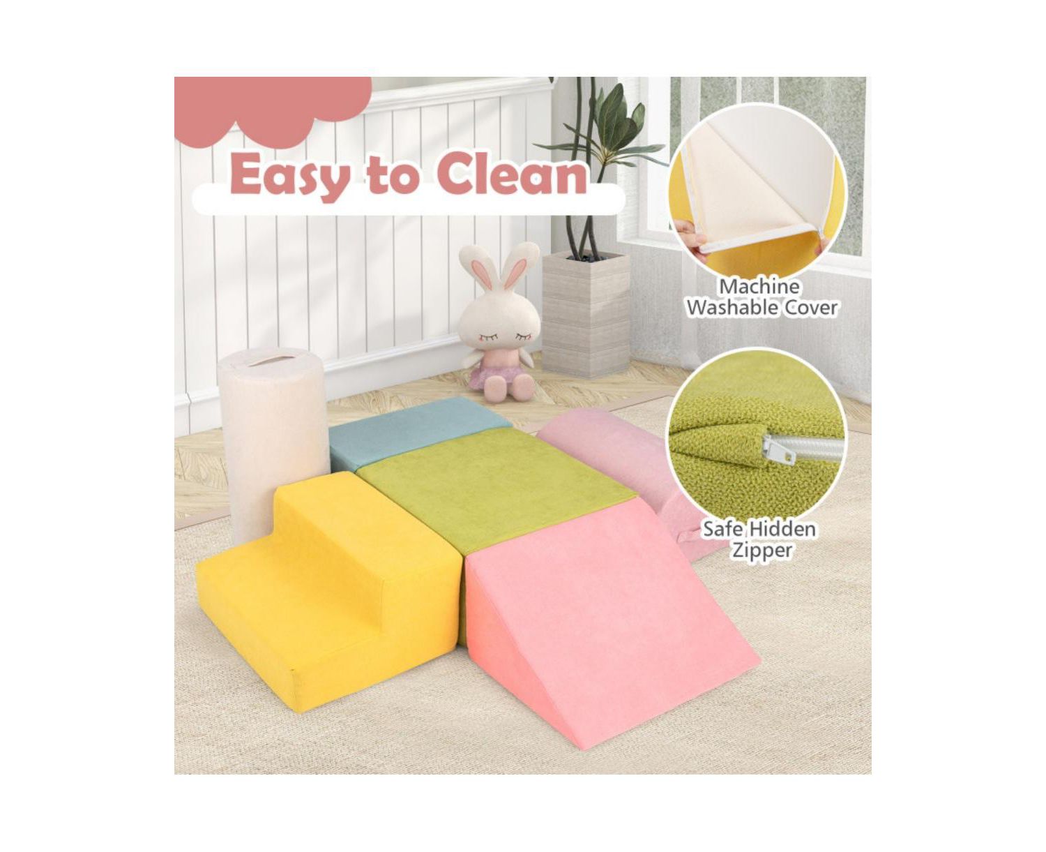 6 Pieces Baby Climbing Blocks with 30D High-Density Foam and Carrying Handles
