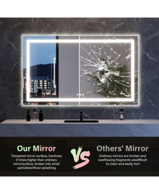 LED Bathroom Mirror 60" x 36", Front & Backlit Vanity Mirror with Dimmable Lights, Anti Fog & 3 Color Temperature