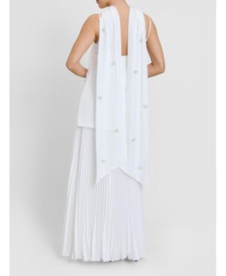 Women's Embellished Pearl Strappy Maxi Dress