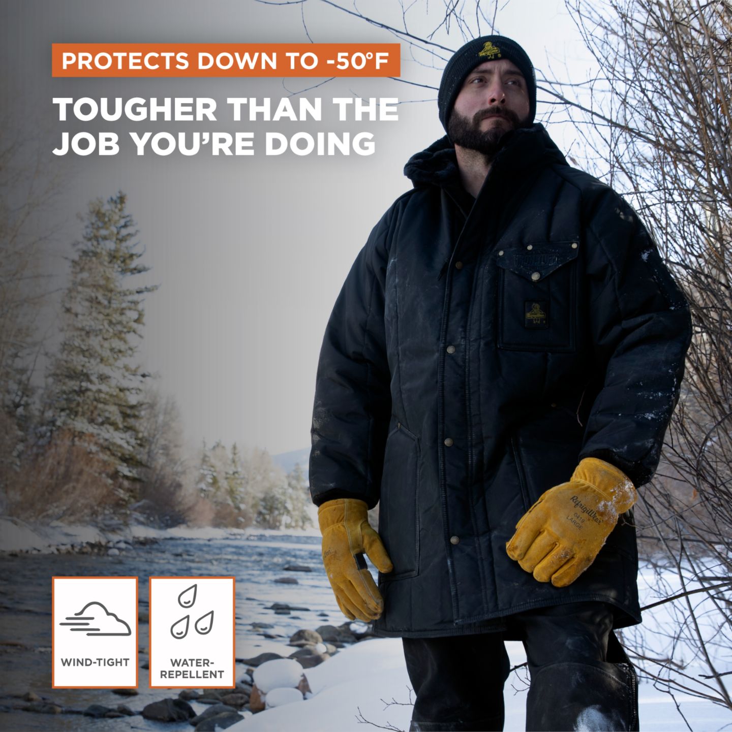 Мужская куртка RefrigiWear Iron-Tuff Ice Parka Insulated Winter, -50degree(s)F Comfort Rating, Water-Resistant and Windproof, цвет: Тёмно-синий — фото 12