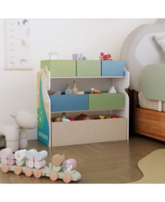 Toy Storage Organizer for Kids - Multi-Compartment Toy and Book Rack