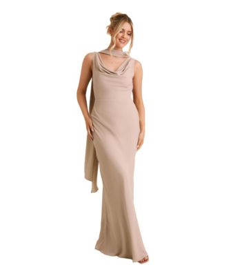Women's Plunge Cowl Chiffon Bridesmaid Dress