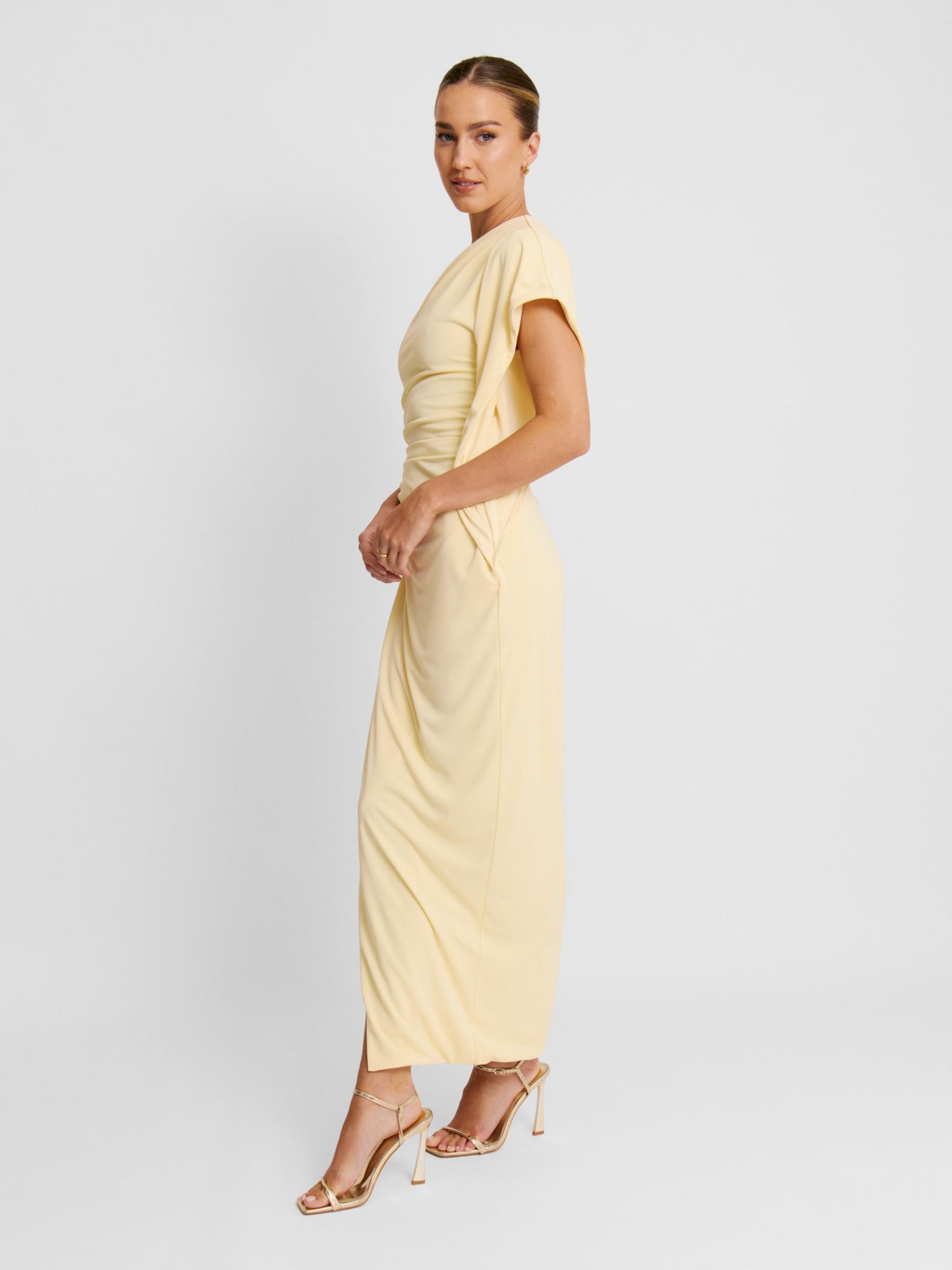 Women's Asymmetric Stretch Gathered Maxi Dress