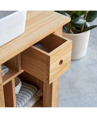 Solid Teak Wood Vanity Cabinet Wash-stand Modern Design Bathroom Furniture