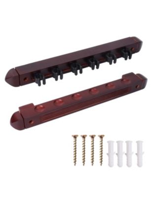 2-Piece Wood 6 Billiard Pool Cue Rack Wall Mounted Holders, Pool Cue Sticks Wall Rack Set - Oak