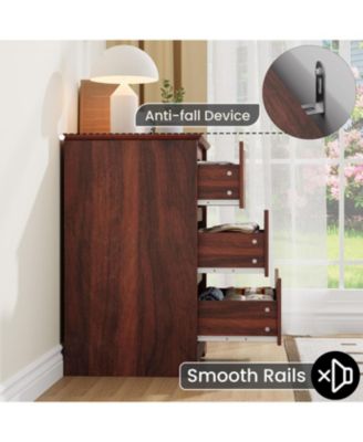 Wooden Dresser with 3 Drawers, Tall Modern Closet with Deep Storage, Large Chest of Drawers with Wide Top, Long Storage Dresser for Bedroom