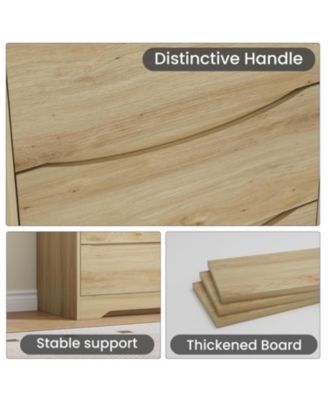 Wooden Dresser with 6 Drawers, Tall Modern Closet with Deep Storage, Large Chest of Drawers with Wide Top, Long Storage Dresser for Bedroom