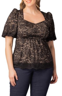 Plus Size Winsome Sweetheart Lace Peplum Top