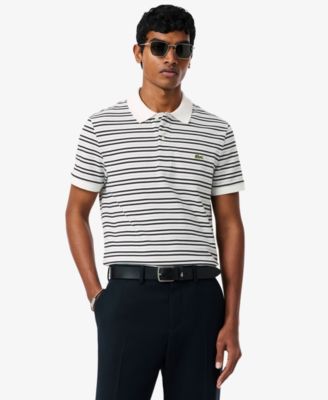 Men's Classic Fit Striped Pique Polo Shirt