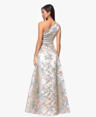  Petite One-Shoulder Jacquard Gown