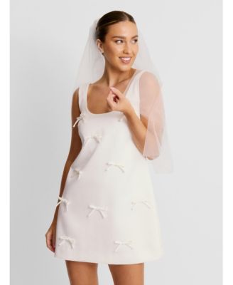 Women's Scoop Neck Bow Detail Mini Dress