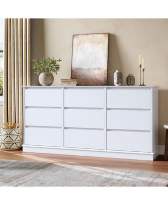 9 Drawer Dresser for Bedroom Large Chest with Deep Drawers Wide Top Wooden Organizer for Living Room