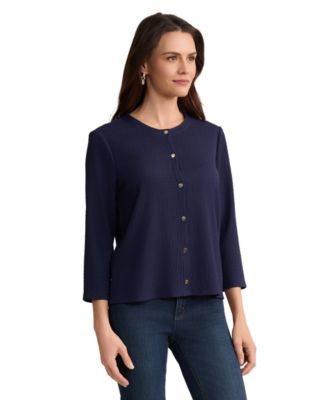 Women's Button-Front Round Neck Sweater