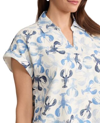 Women's Collared Linen-Blend V-Neck Dress