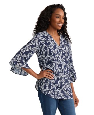 Women's V-Neck Flutter-Sleeve Top