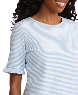 Women's Ruffle Elbow Sleeve Crewneck Top