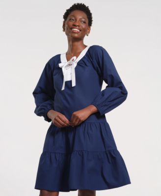 Women's Long-Sleeve Tiered Midi Dress