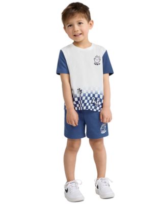 Boys' 2T-7 Smiley Check T-Shirt and Shorts, 2-Piece Set