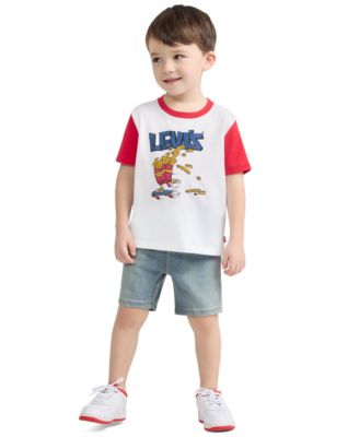 Boys' Toddler 2T-4T Graphic Print T-Shirt and Denim Shorts, 2-Piece Set