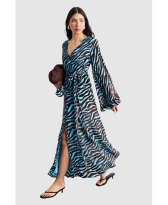 Women's Burnout Velvet Plunge Maxi Dress