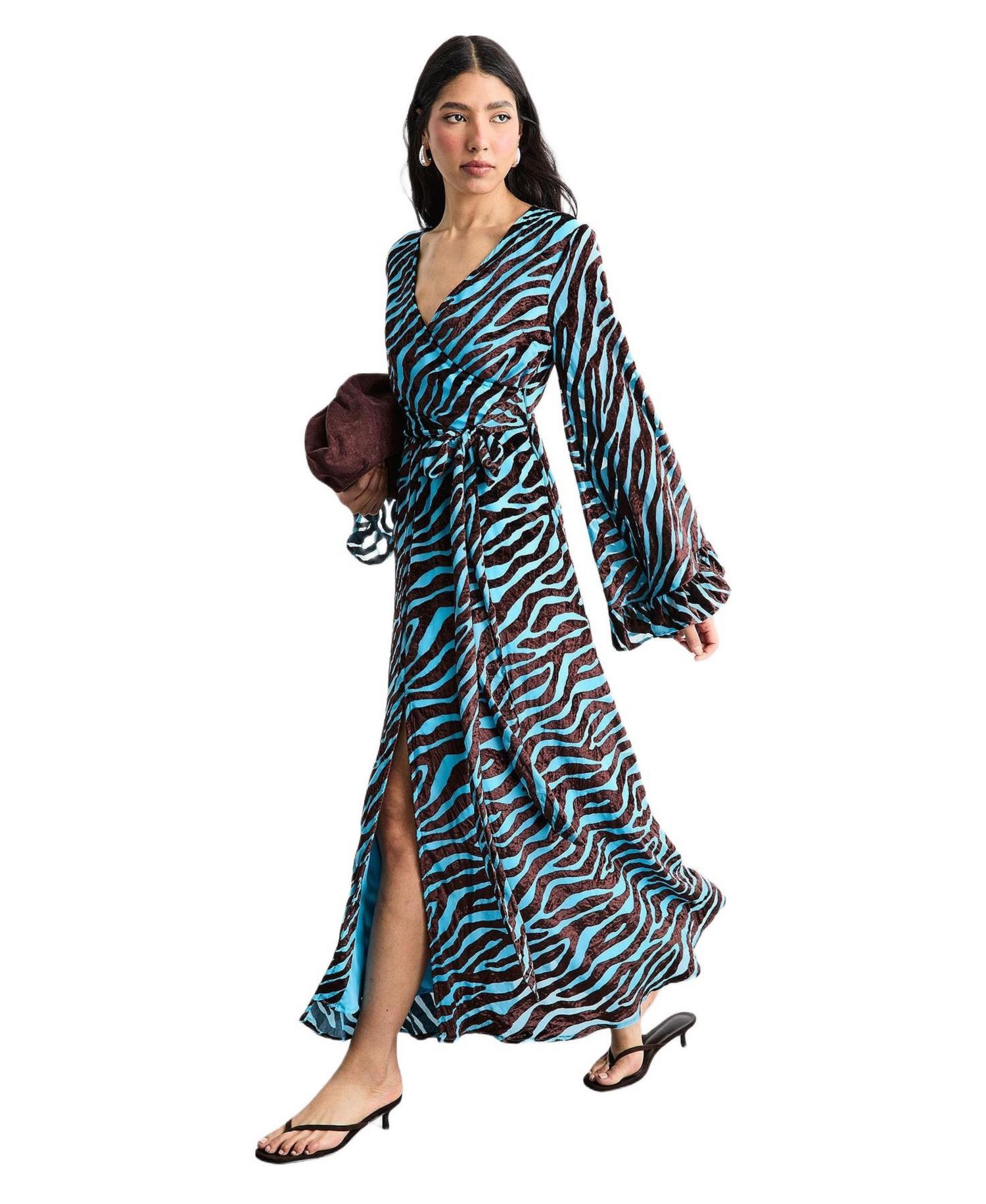 Women's Burnout Velvet Plunge Maxi Dress