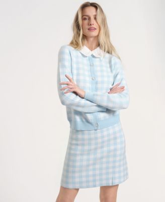 Women's Long-Sleeve Gingham Cardigan