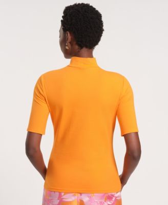 Women's Short-Sleeve Turtle Neck Knitted Top