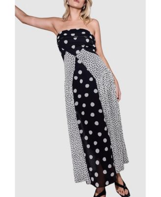 Women's Printed Bandeau Seam Detail Midi Dress