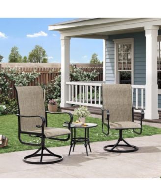 Set of 2 Patio Swivel Dining Chairs, 360degree(s) Swivel 15degree(s) Reclining, All-Weather Textilene for Lawn Garden Deck