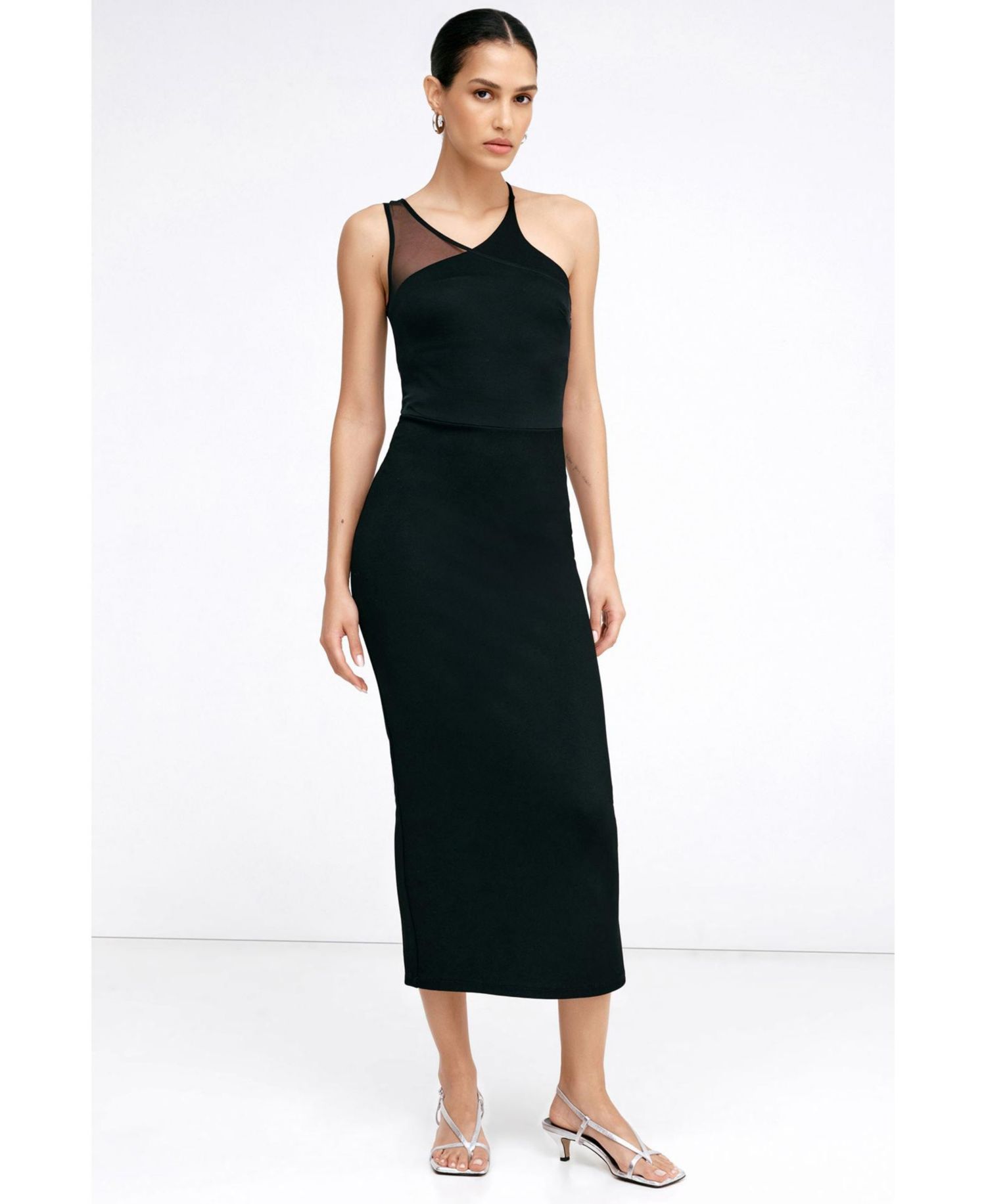 Women's Vivica One-Mesh-Strap Sleeveless Fitted Midi Dress with Back Slit