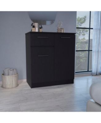 Premium Idaho Dresser with 2 Door Cabinets and 1 Drawer Black Finish Compact Storage Solution for Bedroom Living Room