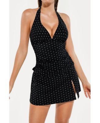 Women's Twist Front Halter Sporty One-piece Swimsuit WSWb61017