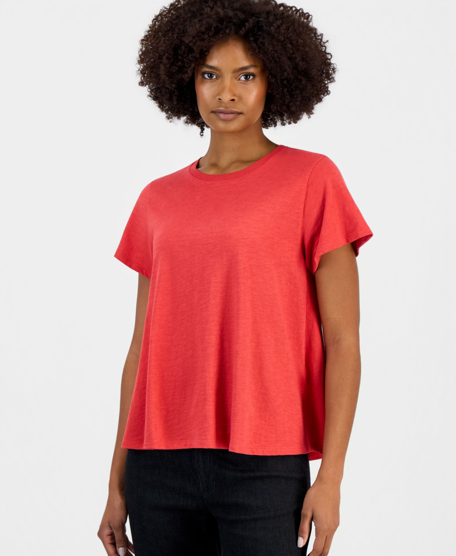 Women's Cotton Cap-Sleeve Crewneck Tee