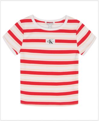 Girls' 7-16 Striped Round Neck T-Shirt