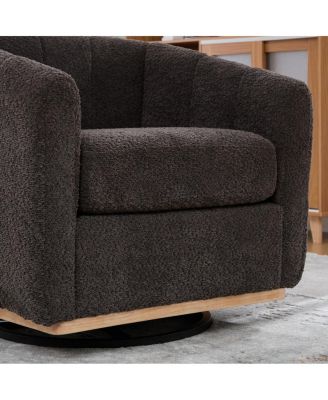 31.89" Wide Modern Chenille Swivel Chair, Upholstered Barrel Armchair for Living Room, Office