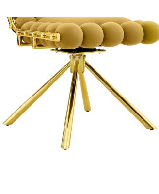 Streamdale Set of 2 Yellow Puffy Bubble Chair Ball Chain Chair Velvet Dining Chairs