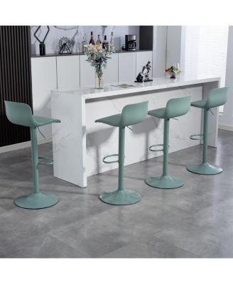 Streamdale Bar Stools Set of 2 - Adjustable Swivel PU Leather Kitchen Island Chairs - Mint Green
