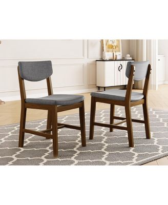  4-Piece Rustic Farmhouse Dining Chair - Solid Wood Fabric Cushion