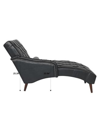 Chaise Lounge Arm Chair with Pillow and Wood Legs