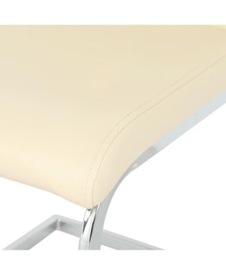 Modern Light Yellow PU Dining Chair with Electroplated Metal Legs (Set of 2)