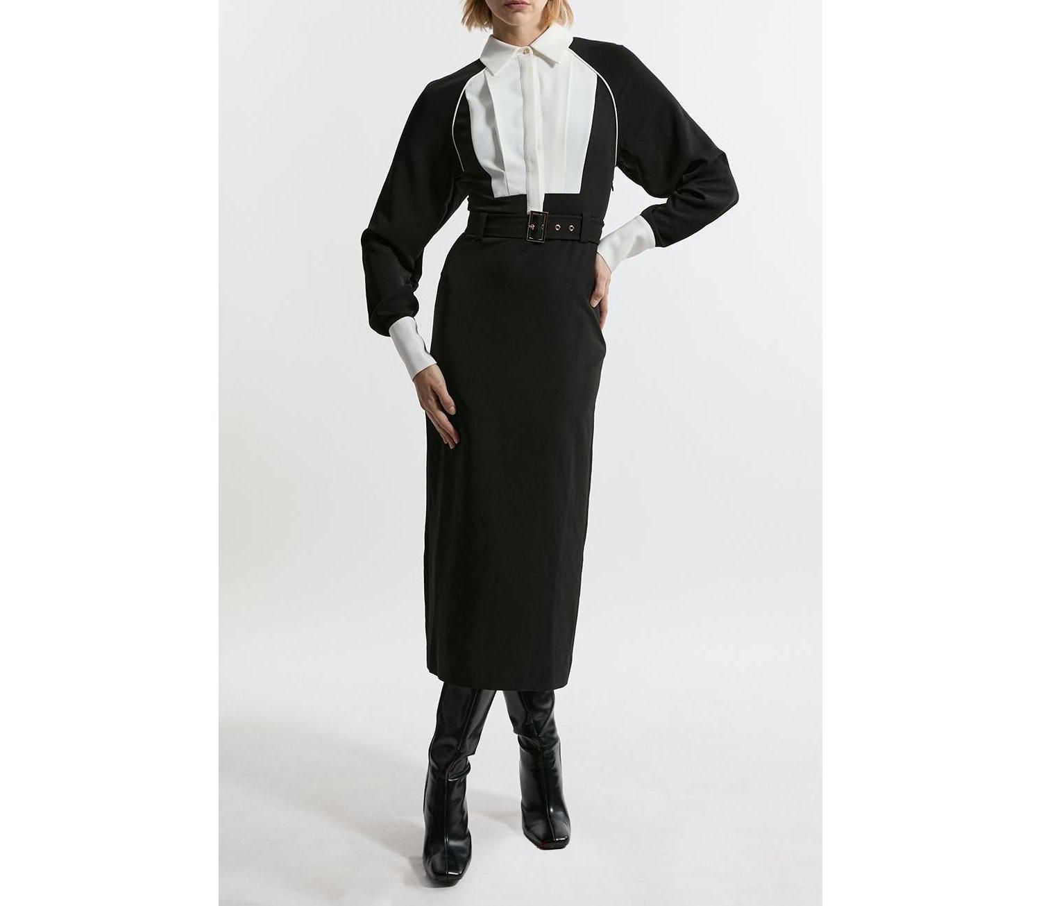 Women's Twill Collared Woven Midi Dress