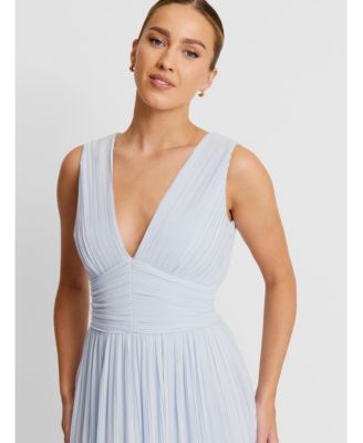 Women's Pleated Plunge Maxi Dress