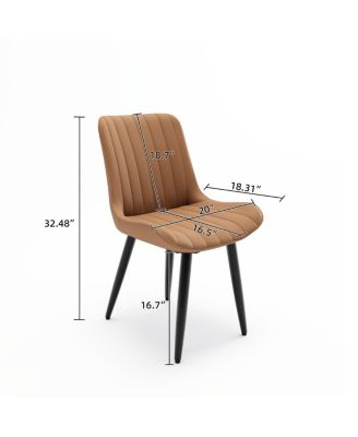 Set of 4 Modern PU Leather Dining Chairs with Cushions & Metal Legs