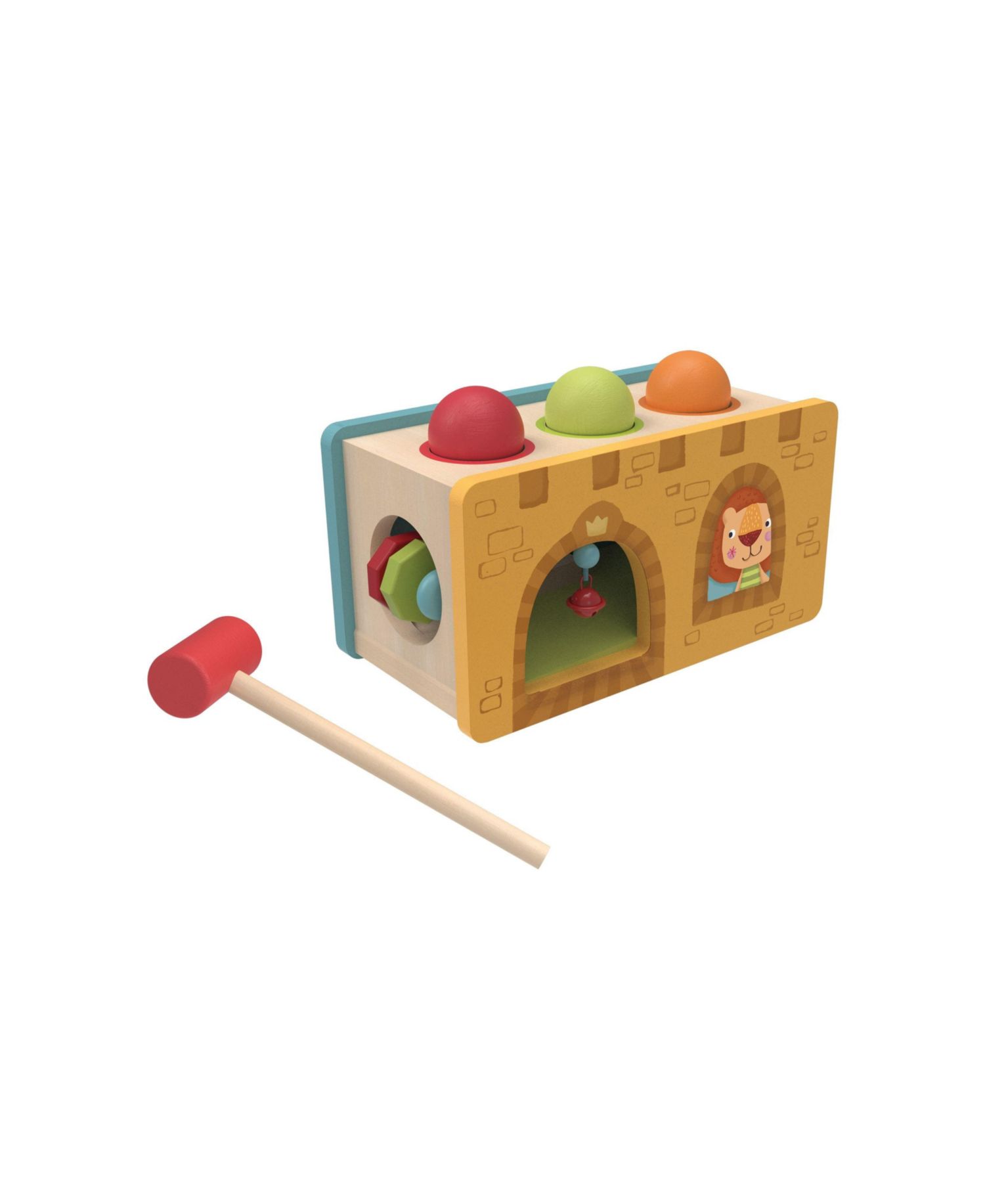 Little Castle Pound and Roll Montessori-Inspired Wooden Toy, 5-Piece Set