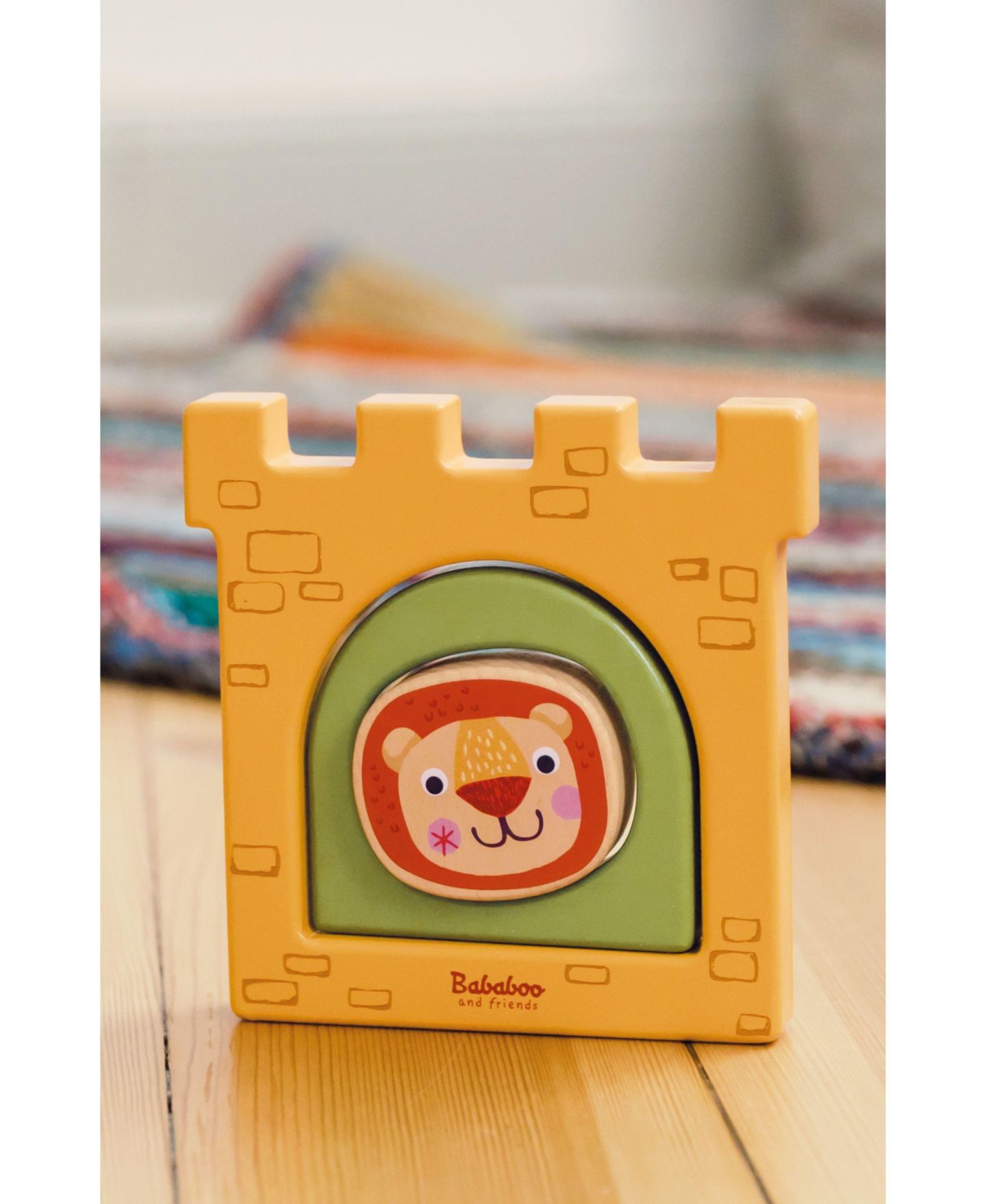 Детский пазл Bababoo and friends Montessori-Inspired Wooden Lion Castle 3-Piece Puzzle, Ages 12 Months+ — фото 3