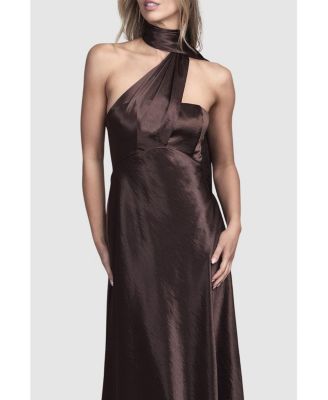 Women's Satin Scarf Detail Maxi Bridesmaid Dress