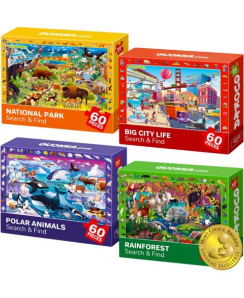 Детские игрушки Quokka Search & Find Puzzles, 4-Piece Set, Ages 4+, цвет: Тёмно-зелёный