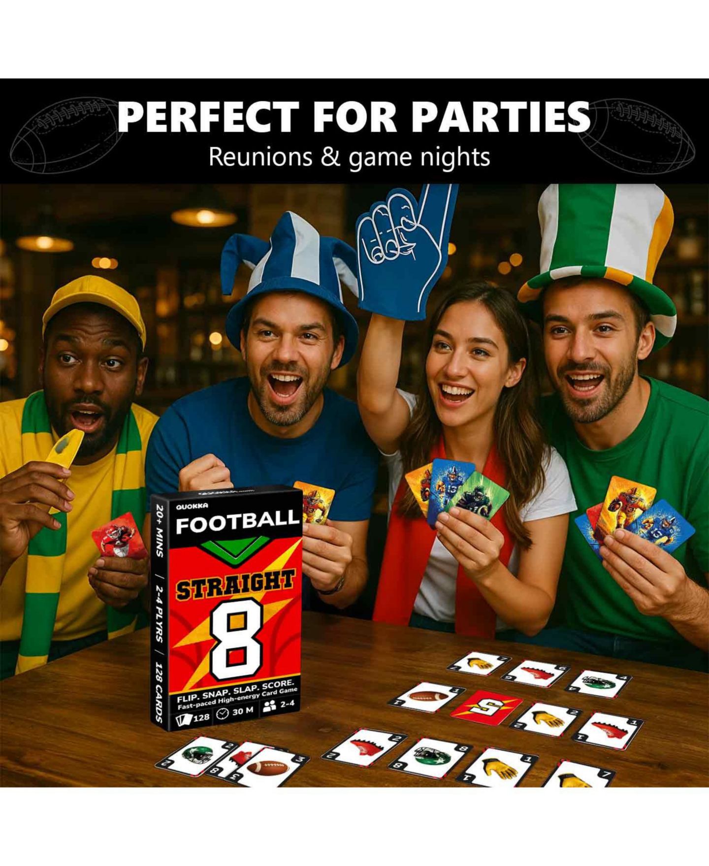 Детская карточная игра Quokka Fast-Paced Card-Matching Card Game, 128 Cards, Ages 8+, цвет: American Football — фото 5