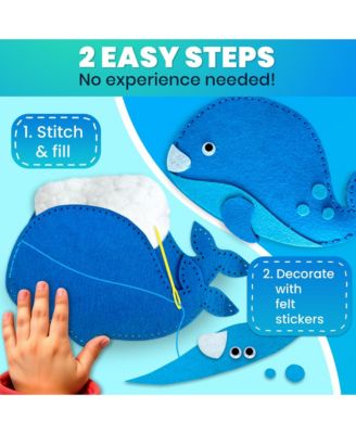 Kids Crafts Ages 4-8 DIY Beginner Needle and Thread Kit - 12 Sewing Kit Basic